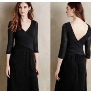 Anthropologie Amadi Black Faux Wrap Mini Dress, New with Tags